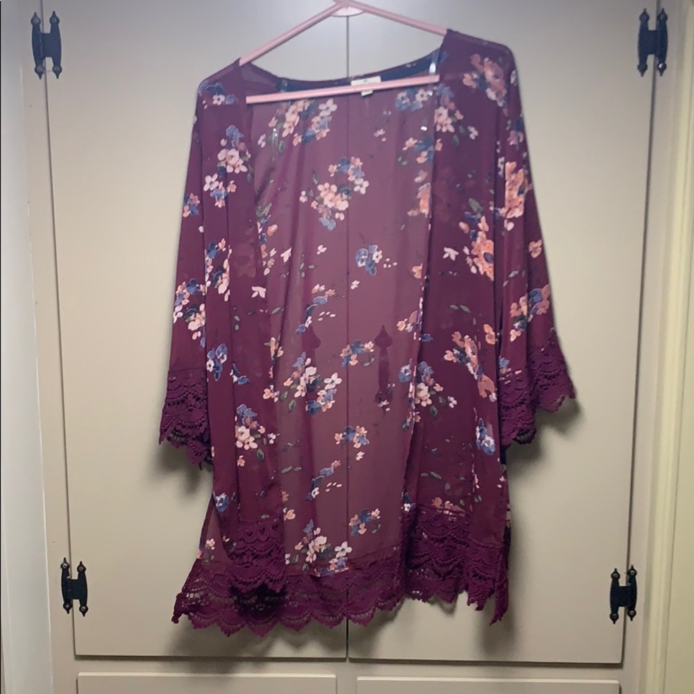 Sheer Floral Lace Kimono- Brand New